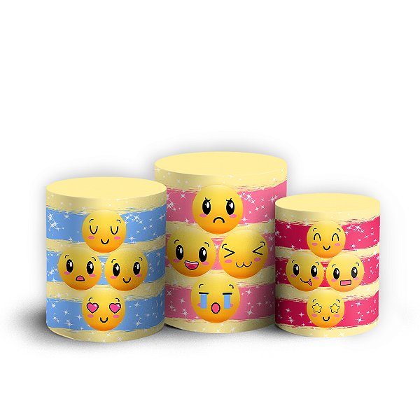 Trio Cilindro - Emojis - Sublimado 3D + Elástico
