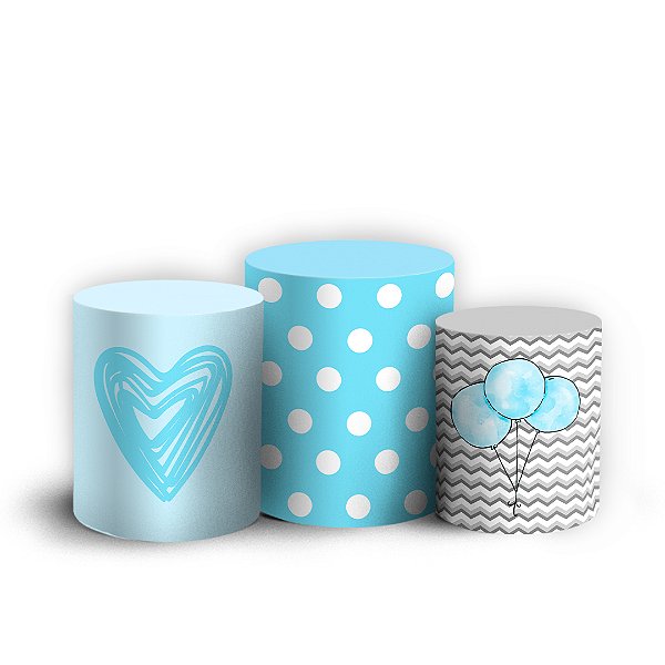 Trio Cilindro - Elefante Cute Azul - Sublimado 3D + Elástico