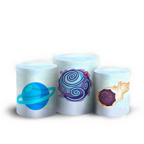 Trio Cilindro - Astronauta - Sublimado 3D + Elástico