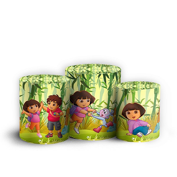 Trio Cilindro - Dora Aventureira - Sublimado 3D + Elástico