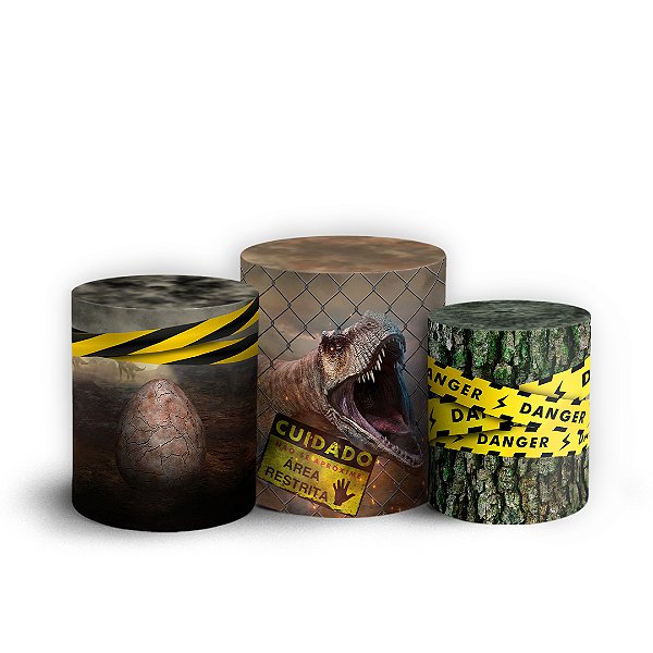 Trio Cilindro - Dinossauro - Sublimado 3D + Elástico