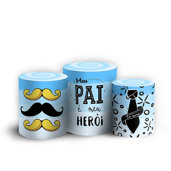 Trio Cilindro - Dia dos Pais - Sublimado 3D + Elástico