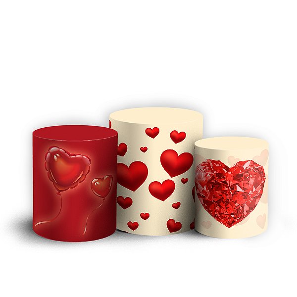 Trio Cilindro - Dia dos Namorados - Sublimado 3D + Elástico