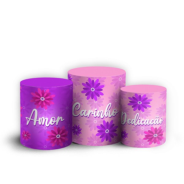 Trio Cilindro - Dia das Mães - Sublimado 3D + Elástico