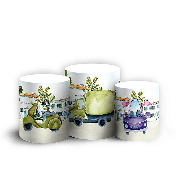 Trio Cilindro - Carrinhos - Sublimado 3D + Elástico