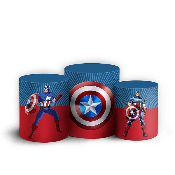 Trio Cilindro - Capitão América - Sublimado 3D + Elástico
