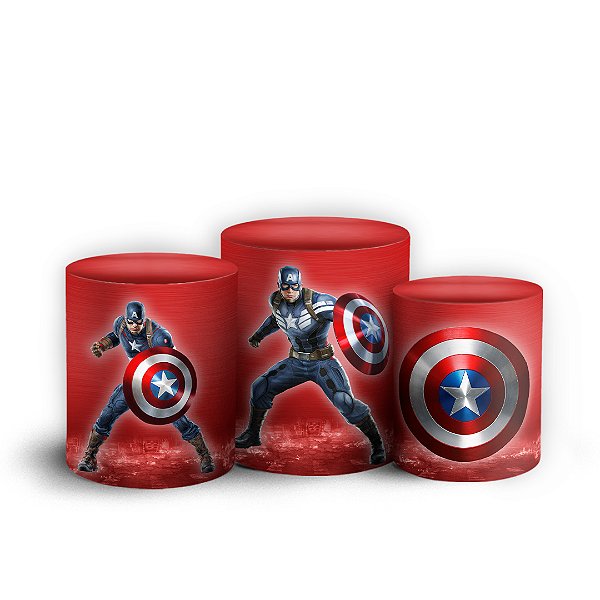 Trio Cilindro - Capitão América - Sublimado 3D + Elástico