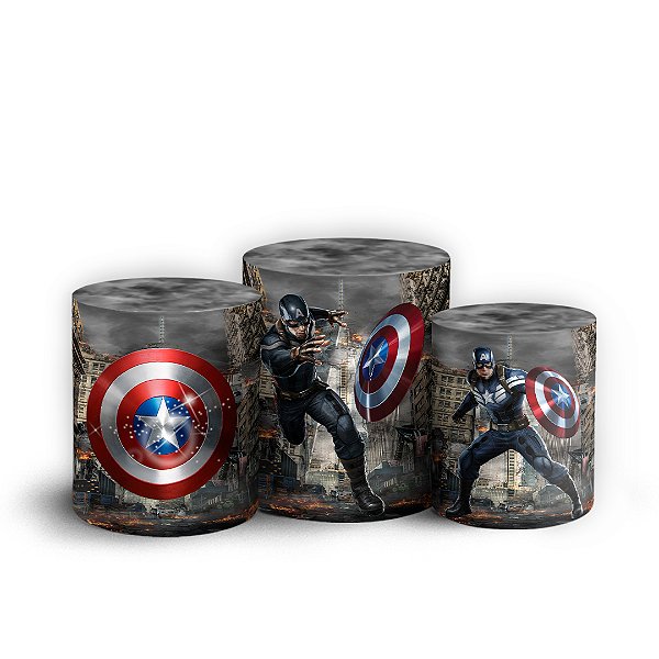 Trio Cilindro - Capitão América - Sublimado 3D + Elástico