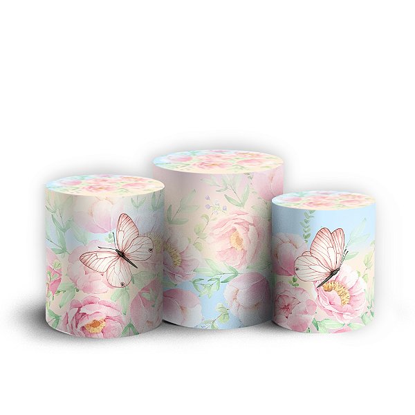 Trio Cilindro - Borboleta - Sublimado 3D + Elástico