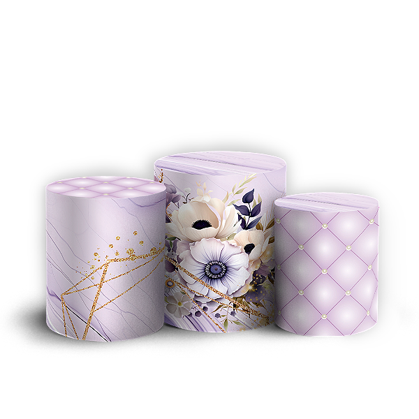 Trio Cilindro - 15 Anos Floral - Sublimado 3D + Elástico