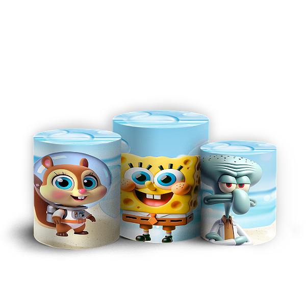 Trio Cilindro - Bob Esponja - Sublimado 3D + Elástico