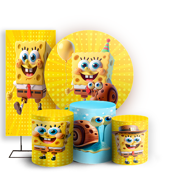 KIT Redondo Trio e Faixa - Bob Esponja - Sublimado 3D