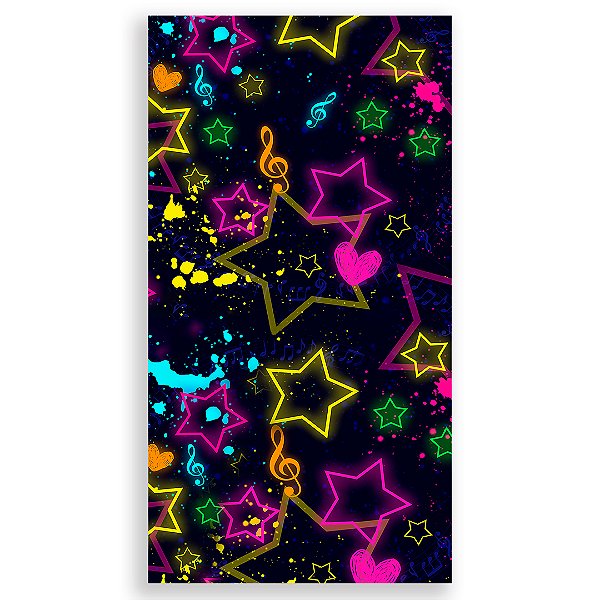 Faixa Lateral - Estrelas Neon Grunge - Sublimado 3D