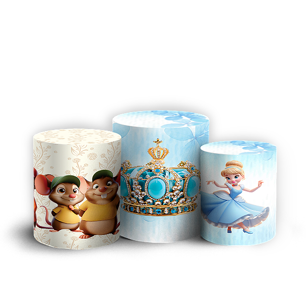 Trio Cilindro - Princesa Cinderela - Sublimado 3D + Elástico