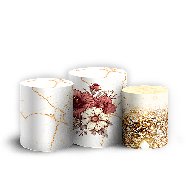 Trio Cilindro - Floral - Sublimado 3D + Elástico