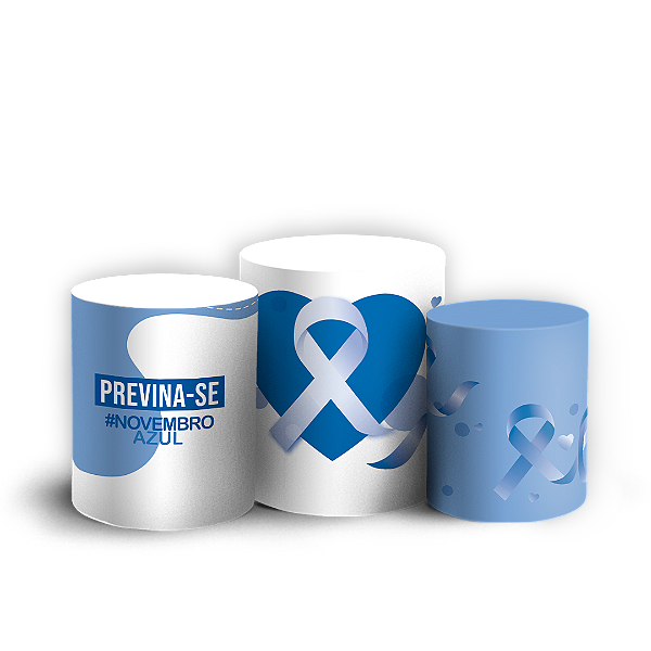 Trio Cilindro - Novembro Azul - Sublimado 3D + Elástico