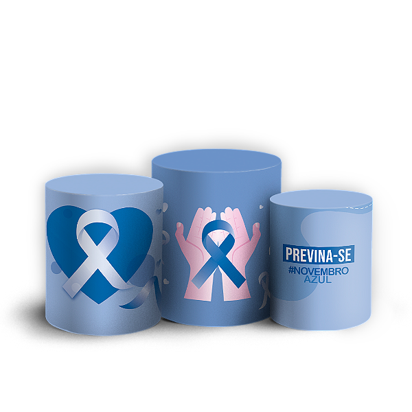 Trio Cilindro - Novembro Azul - Sublimado 3D + Elástico