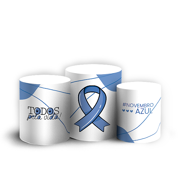 Trio Cilindro - Novembro Azul - Sublimado 3D + Elástico