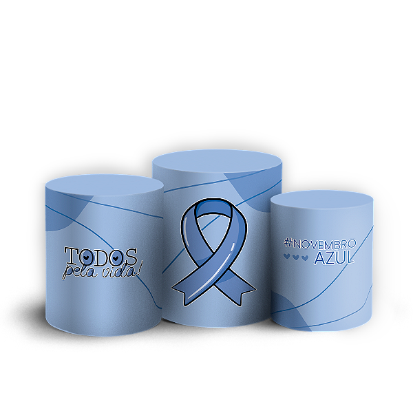 Trio Cilindro - Novembro Azul - Sublimado 3D + Elástico