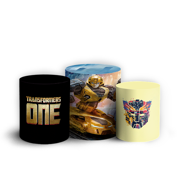 Trio Cilindro - Transformers - Sublimado 3D + Elástico