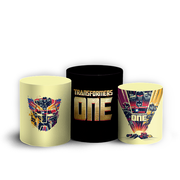 Trio Cilindro - Transformers - Sublimado 3D + Elástico