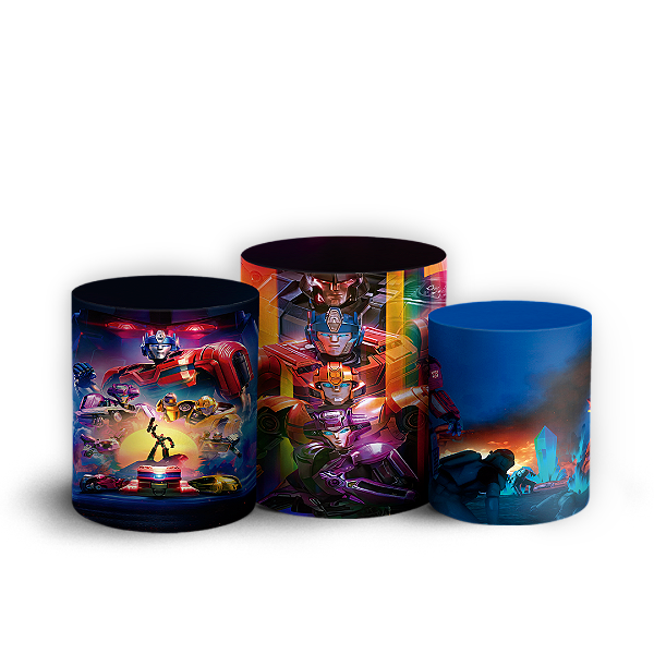 Trio Cilindro - Transformers - Sublimado 3D + Elástico