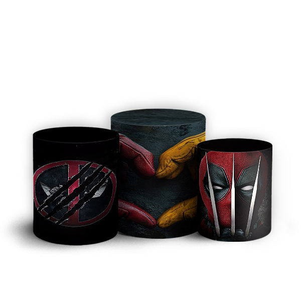 Trio Cilindro - Deadpool e Wolverine - Sublimado 3D + Elástico