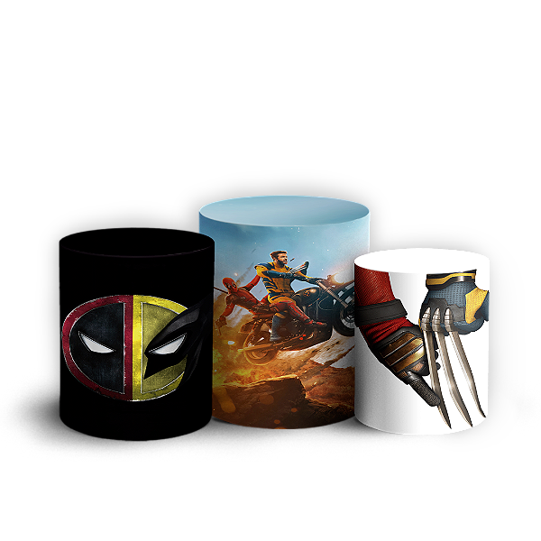 Trio Cilindro - Deadpool e Wolverine - Sublimado 3D + Elástico