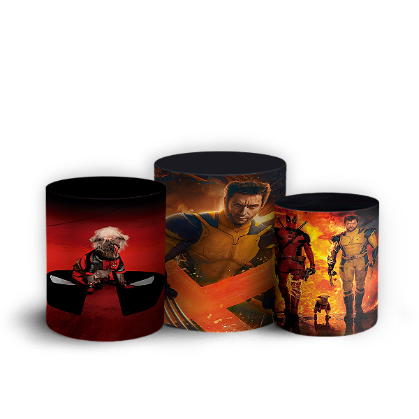 Trio Cilindro - Deadpool e Wolverine - Sublimado 3D + Elástico