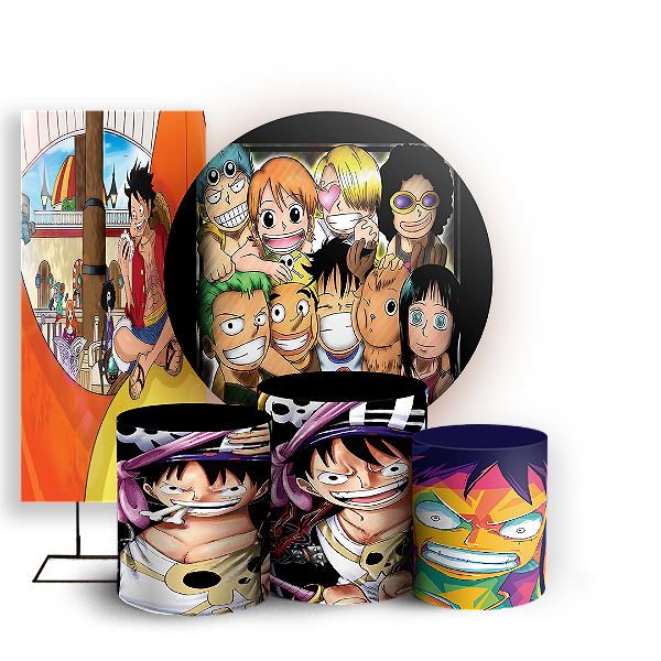 KIT Redondo Trio e Faixa - One Piece - Sublimado 3D