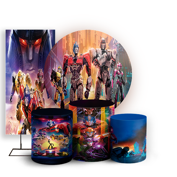 KIT Redondo Trio e Faixa - Transformers - Sublimado 3D