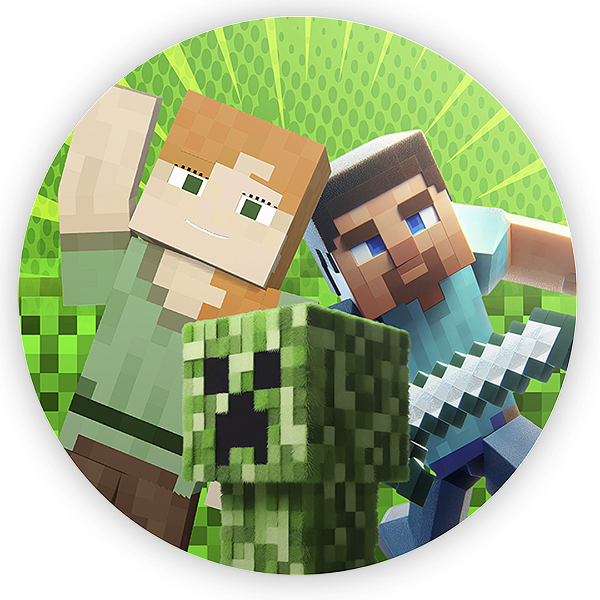 Painel Redondo - Minecraft - Sublimado 3D