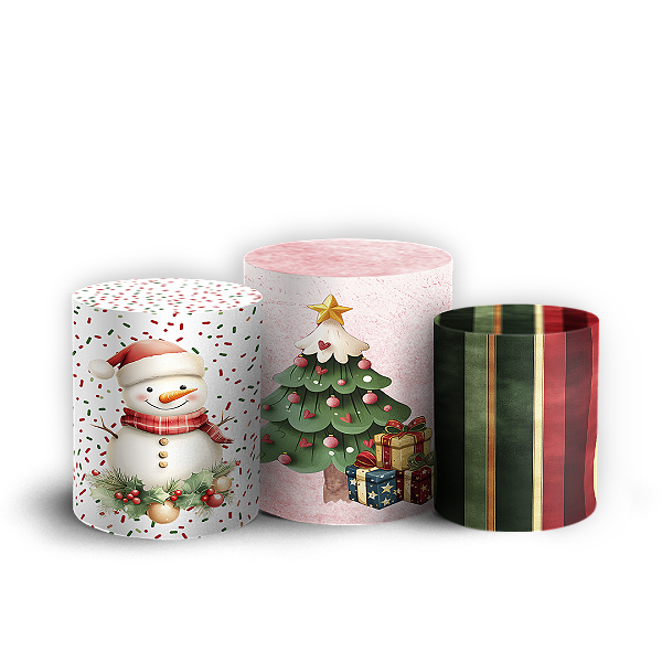 Trio Cilindro - Natal - Sublimado 3D + Elástico