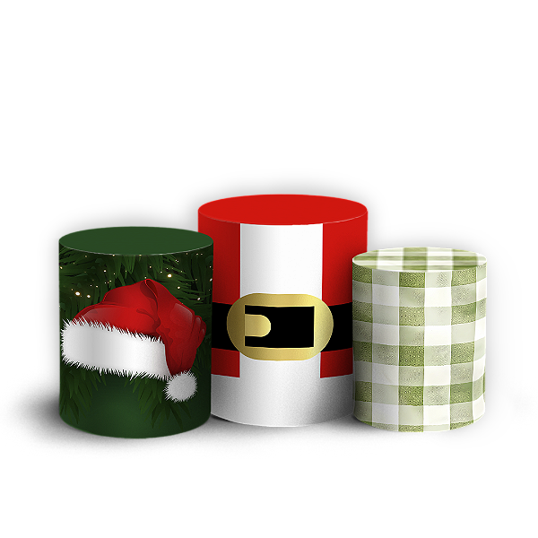 Trio Cilindro - Natal - Sublimado 3D + Elástico