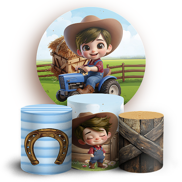 KIT Redondo e Trio - Fazendinha Menino - Sublimado 3D