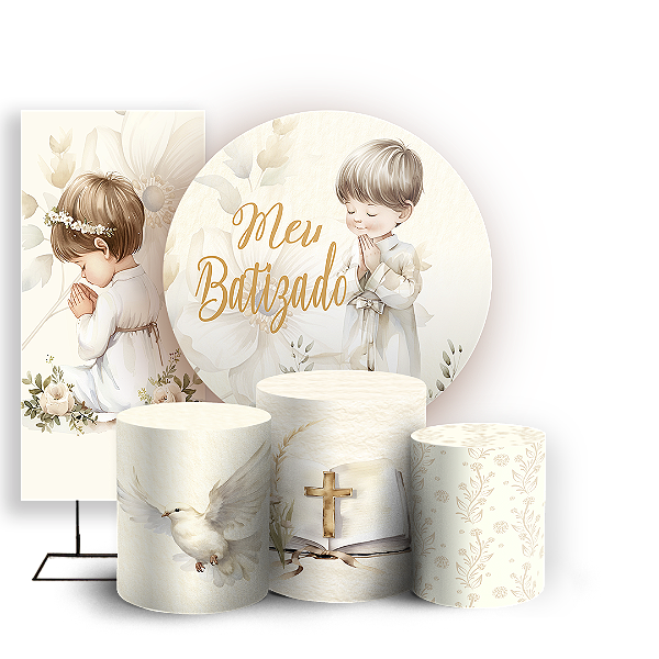 KIT Redondo Trio e Faixa - Batizado - Sublimado 3D