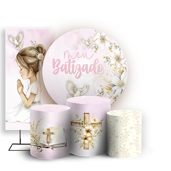 KIT Redondo Trio e Faixa - Batizado - Sublimado 3D