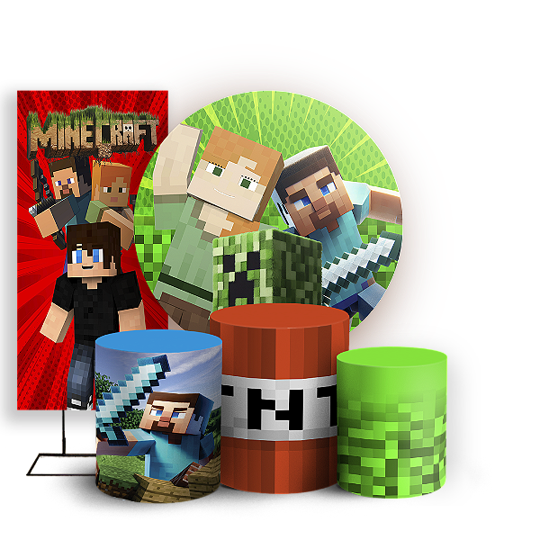 KIT Redondo Trio e Faixa - Minecraft - Sublimado 3D