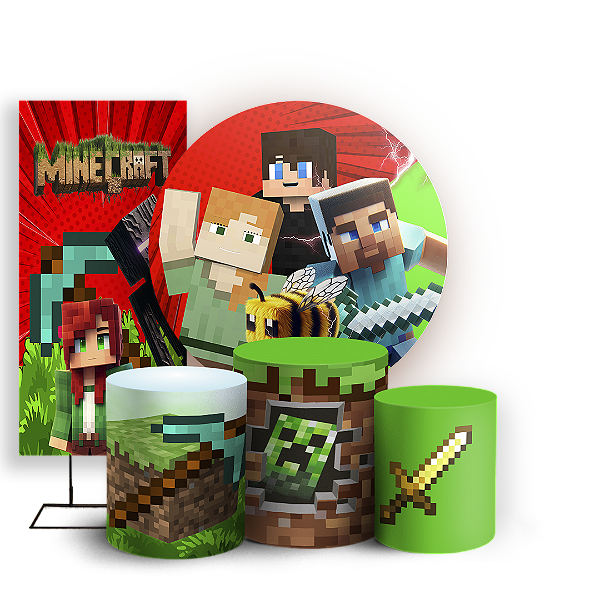 KIT Redondo Trio e Faixa - Minecraft - Sublimado 3D