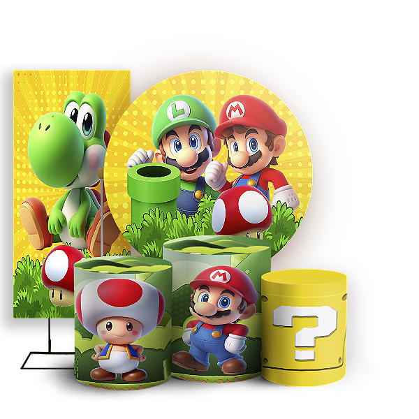 KIT Redondo Trio e Faixa - Super Mario - Sublimado 3D