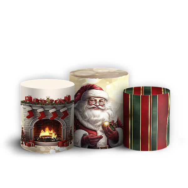 Trio Cilindro - Natal - Sublimado 3D + Elástico