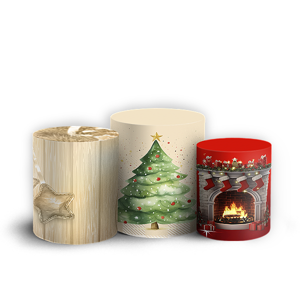 Trio Cilindro - Natal - Sublimado 3D + Elástico