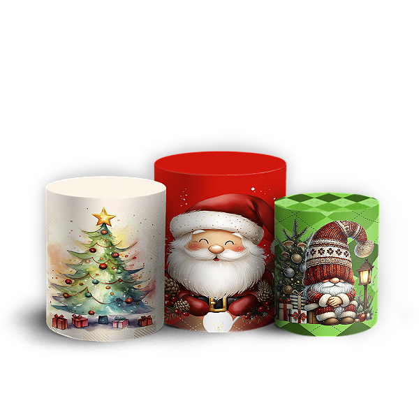 Trio Cilindro - Natal - Sublimado 3D + Elástico