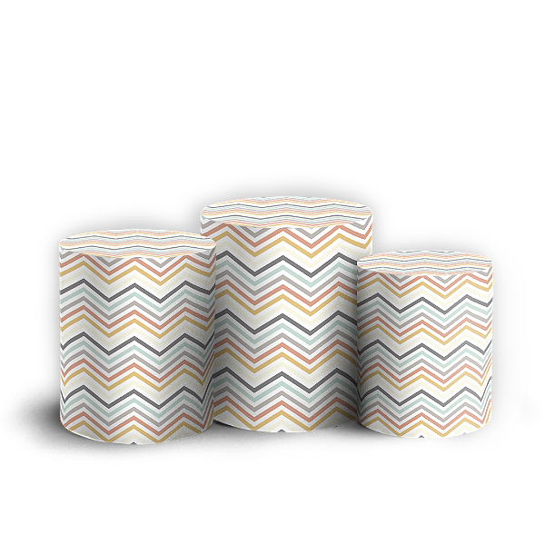 Trio Cilindro - Fundo Chevron Zig Zag - Sublimado 3D + Elástico