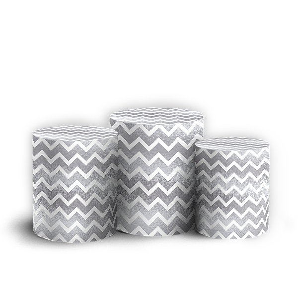 Trio Cilindro - Fundo Chevron Zig Zag - Sublimado 3D + Elástico