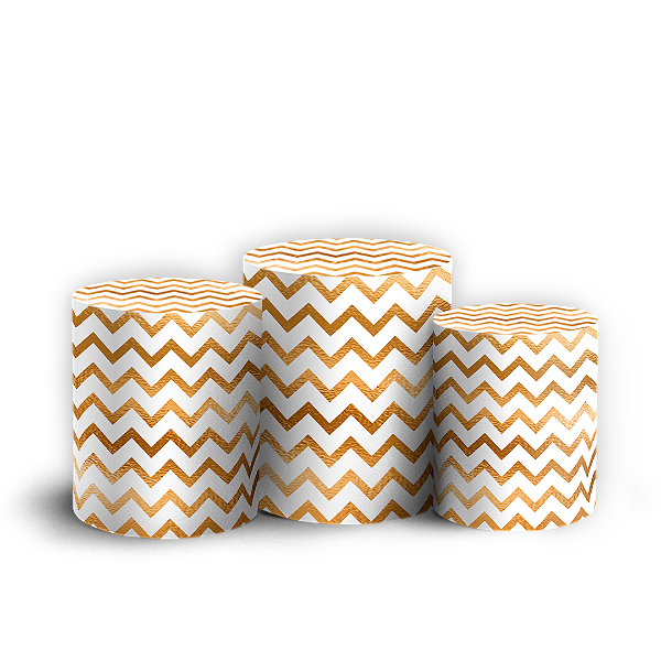 Trio Cilindro - Fundo Chevron Zig Zag - Sublimado 3D + Elástico