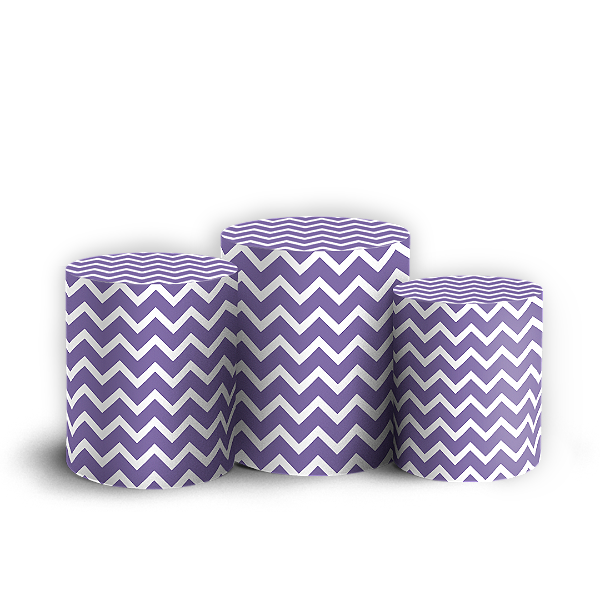 Trio Cilindro - Fundo Chevron Zig Zag - Sublimado 3D + Elástico