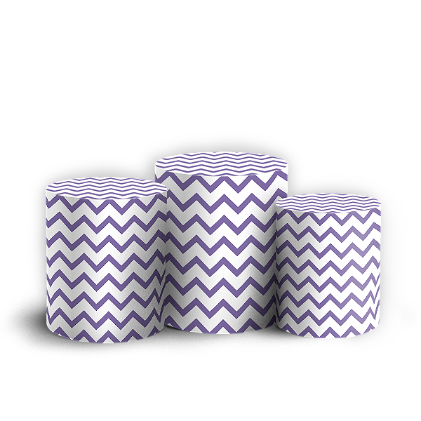 Trio Cilindro - Fundo Chevron Zig Zag - Sublimado 3D + Elástico
