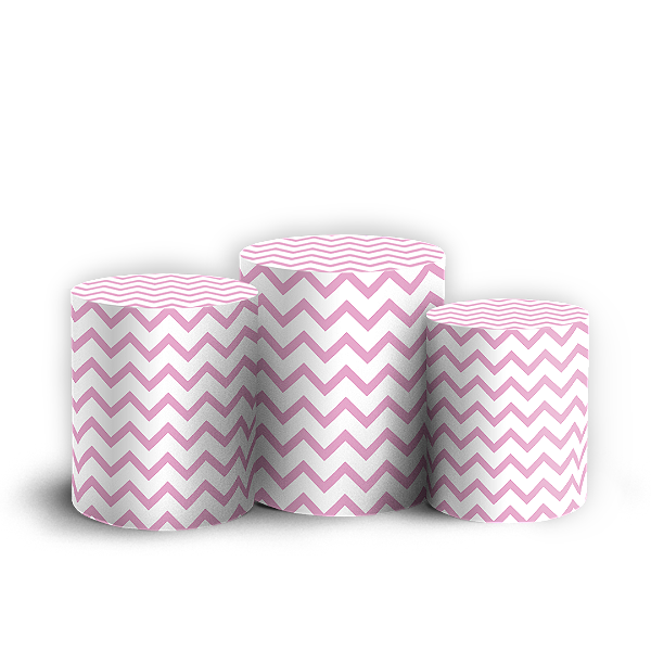 Trio Cilindro - Fundo Chevron Zig Zag - Sublimado 3D + Elástico