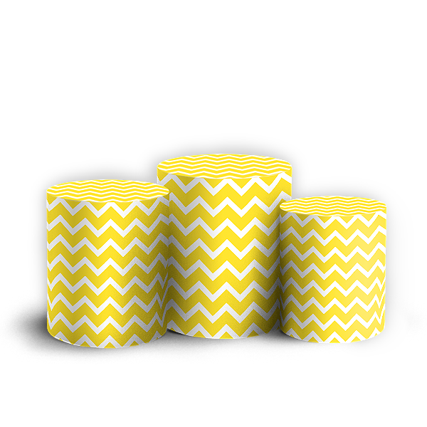 Trio Cilindro - Fundo Chevron Zig Zag - Sublimado 3D + Elástico